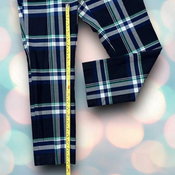 Ann Taylor Women’s Navy Blue Checkered Plaid Straight Leg Pants Slacks Size 2 - Picture 4 of 6